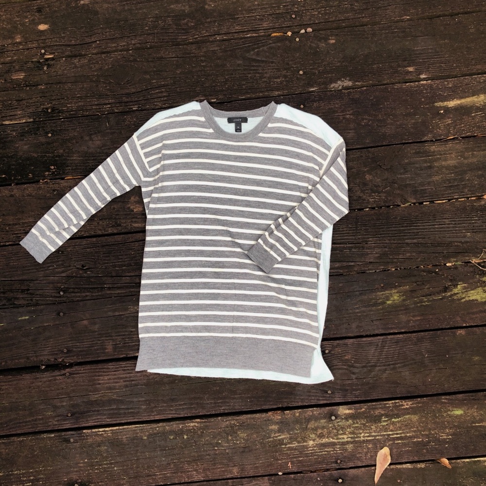 SOLD JCrew Grey and Blue striped sweater